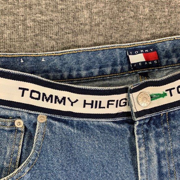 Vintage Tommy Hilfiger Jeans Men 34x30 Baggy Wide Leg Y2K Spellout Hip Hop - Picture 3 of 15